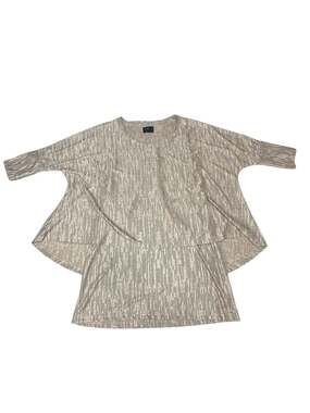 Mely New York Metallic Silver Grey Batwing Cape layered Tunic Top
